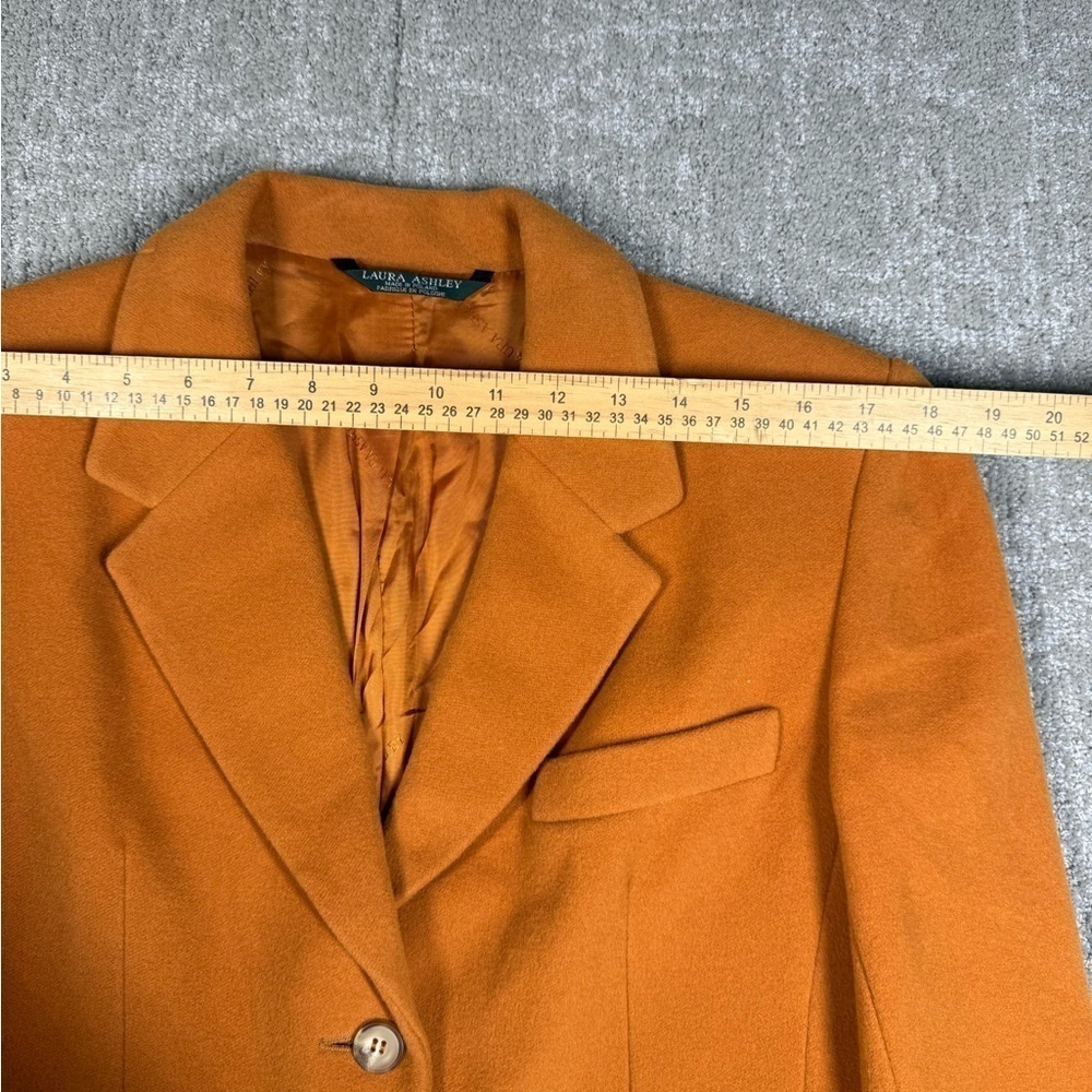 Laura Ashley Made in Poland Orange Wool Blend Long Blazer Jacket Womens 6 - Picture 8 of 8